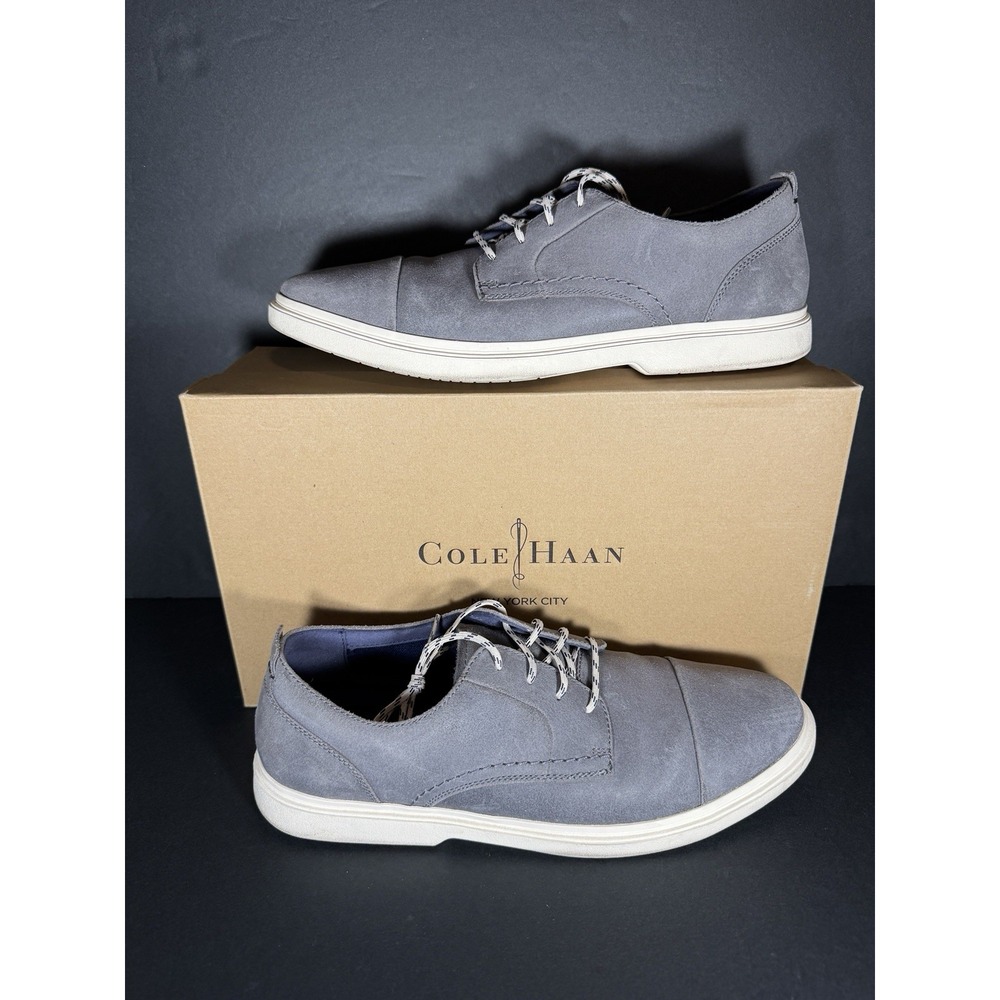10.5‎ Cole Haan Gray Dress Work Shoes Lace Up Grand OS Leather Clean Used w/ Box